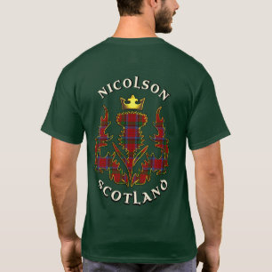 T-shirt Nicolson Clan Badge & Tartan avec devise