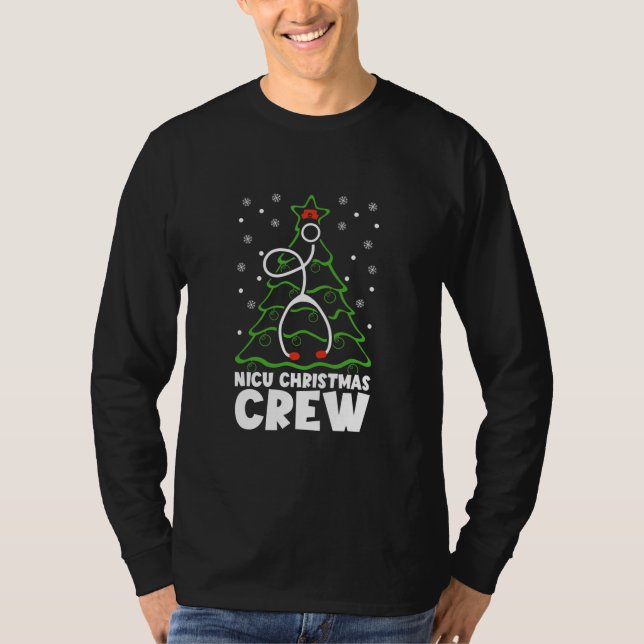 T-shirt NICU Christmas Crew Xmas Tree Neonatal Nurse (Devant)