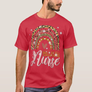 T-shirt Nicu Nurse Icu Néonatal Leopard Rainbow Mince Huma