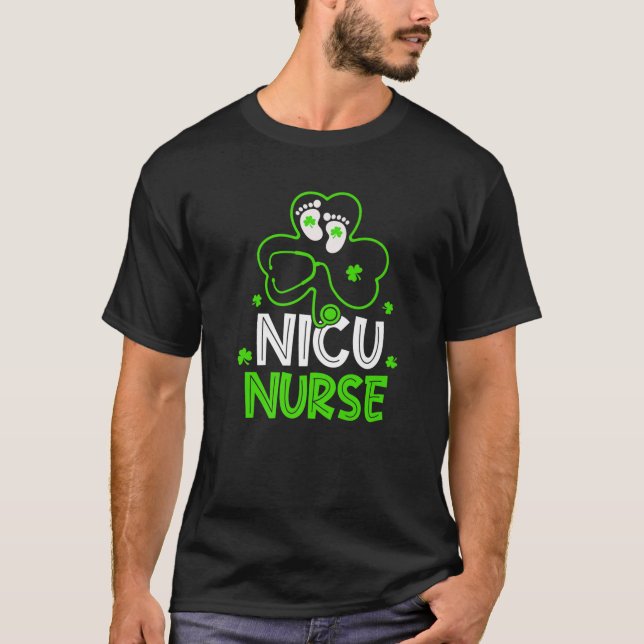T-shirt NICU Nurse Life Stethoscope Nurse Happy St Patri (Devant)