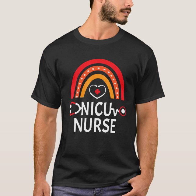 T-shirt Nicu Nurse Rainbow Icu Équipe néonatale Minuscules (Devant)