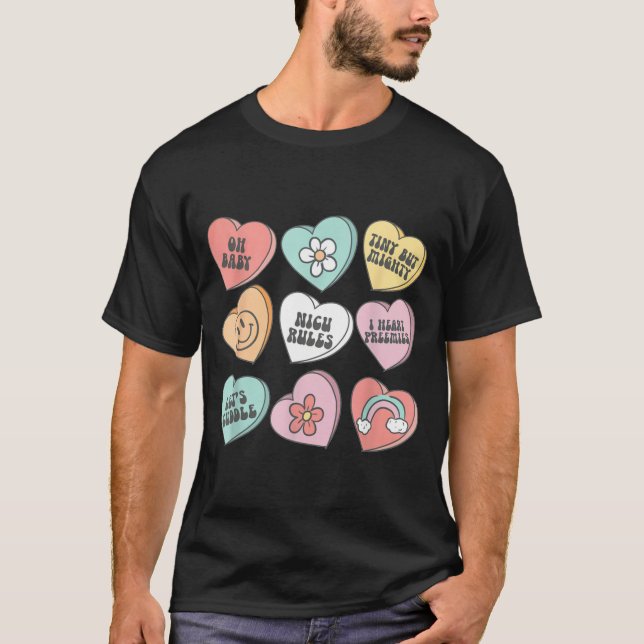 T-shirt Nicu Nurse Valentine's Day Heart Candy Neonatal Ic (Devant)