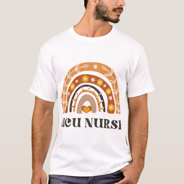 T-shirt NICU Nurse Vintage Rainbow (Devant)