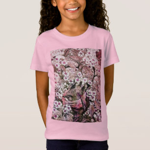T-Shirt NID D'OISEAU, ARBRE, FLEURS DE PRINTEMPS BLANC ROS