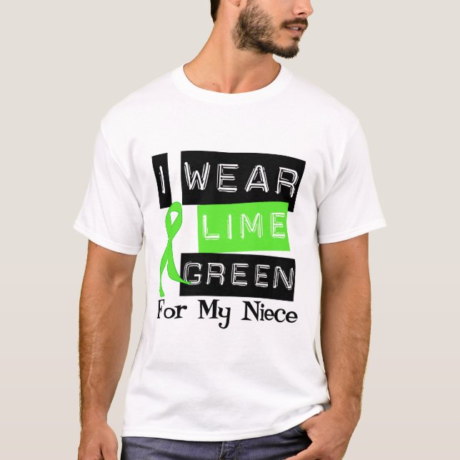 T-shirt Nièce de ruban de vert de chaux de lymphome (Devant)