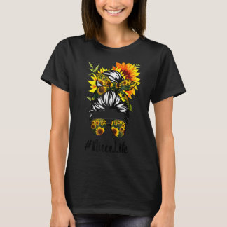 T-shirt Niece Life Messy Hair Bun Sunflower Femmes Mère
