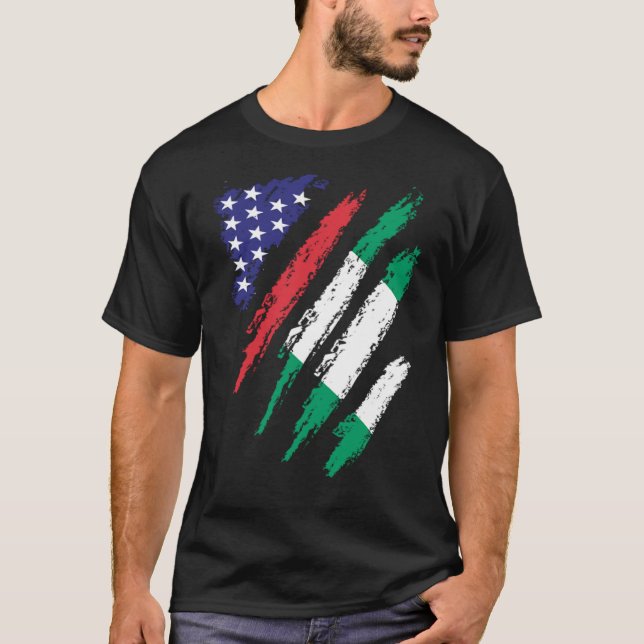 T-shirt Nigeria American Grosse Drapeau USA Patriot Herita (Devant)