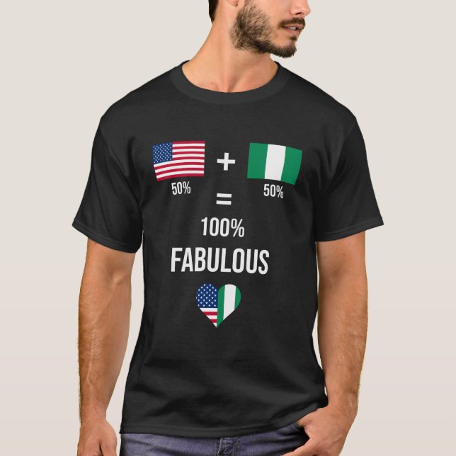 T-shirt Nigeria Chemise Usa Fabrique Drapeaux Moitié Nigér (Devant)