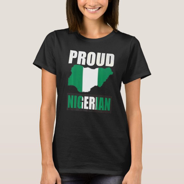 T-shirt Nigeria, Patriote Nigeria Drapeau Dans Le Coeur Fi (Devant)