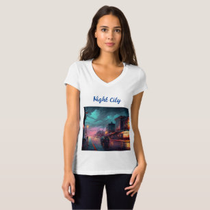 T-shirt Night City - Rain River. Megapolis