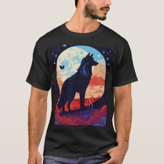 T-shirt Night Howl : Loups soufflés de verre sous une lune