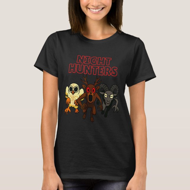 T-shirt Night Hunters. 3 Animals In The Forest. Cool Gamer (Devant)