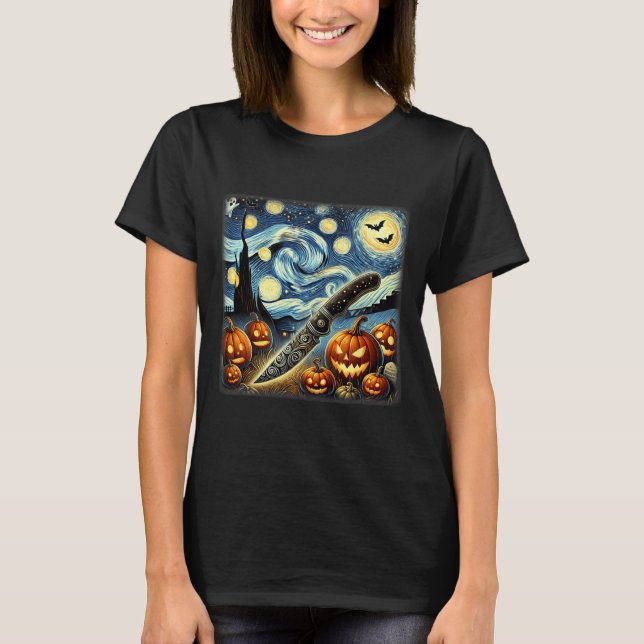 T-shirt Night Knife Chef Halloween (Devant)