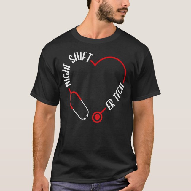 T-shirt Night Shift ER Tech Urgence Médicale Nurse ER Nur (Devant)