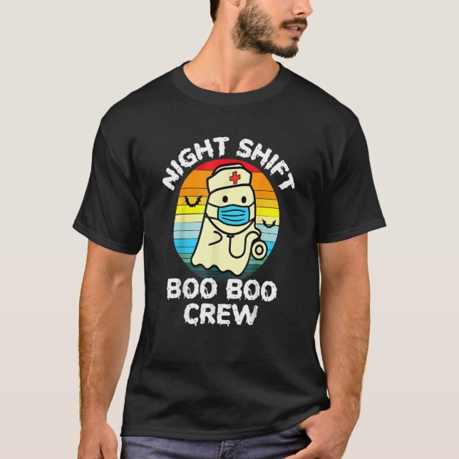 T-shirt Night Shift Nurse Ghost Boo Boo Crew  Halloween (Devant)
