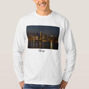 T-shirt Night Skyline Chicago Pano