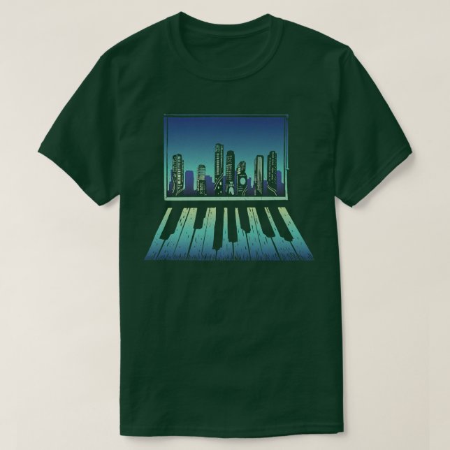 T-shirt Night Skyline Piano346 (Design devant)