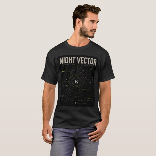 T-shirt Night Vector | Grid Lock Signal Mapping tee (Devant entier)