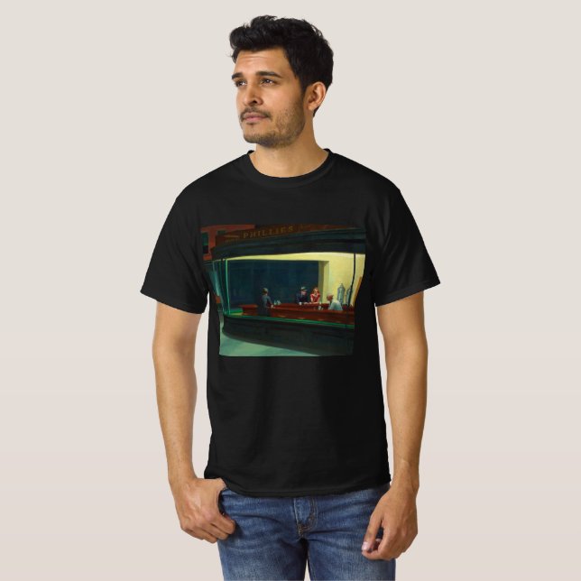T-shirt Nighthawks peinture par Edward Hopper  (Devant entier)