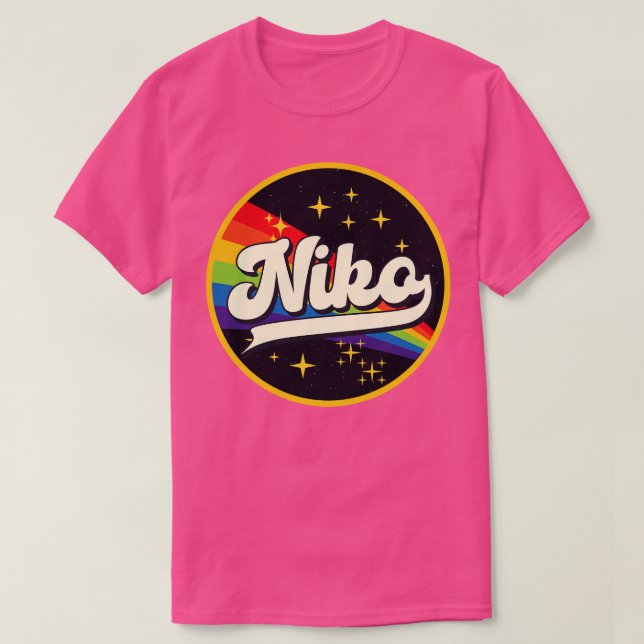 T-shirt Niko Rainbow Dans L'Espace Style Vintage (Design devant)