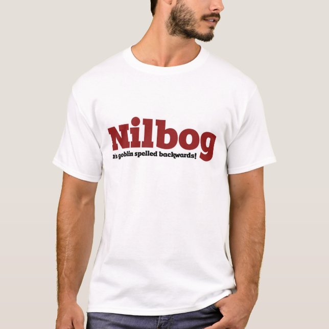 T-shirt Nilbog c'est gobelin orthographié à l'envers (Devant)