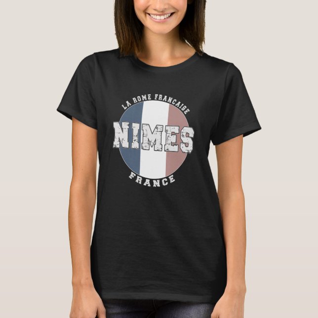 T-shirt Nîmes France, drapeau Vintage (Devant)
