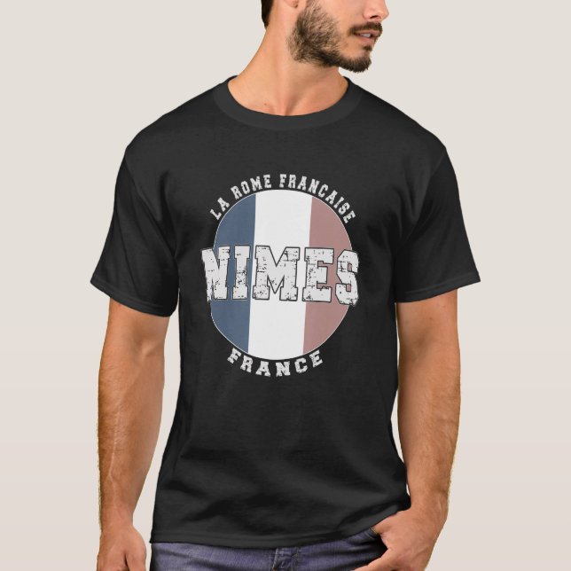 T-shirt Nîmes France, drapeau Vintage (Devant)