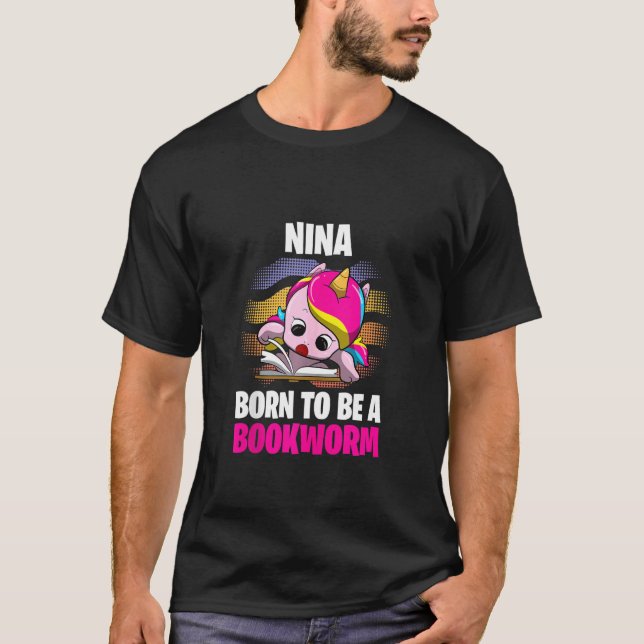 T-shirt Nina Est Née Pour Être Un Ver De Livres Personnali (Devant)
