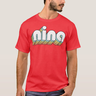 T-shirt Nina Retro Typographie arc-en-ciel style défraîchi
