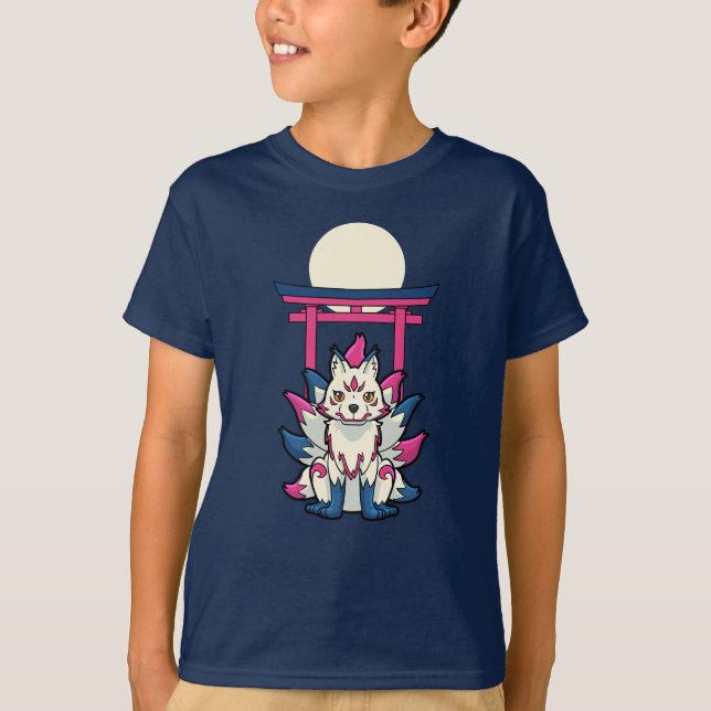 T-shirt Nine-Tailed Kitsune Fox- Fun Yokai (Devant)