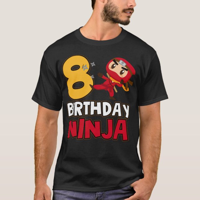 T-shirt Ninja 8e Ninja cake astronaute anniversaire  (Devant)