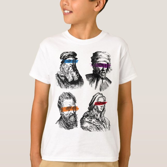 T-shirt Ninja Artiste Renaissance Michelangelo Leonardo Do (Devant)