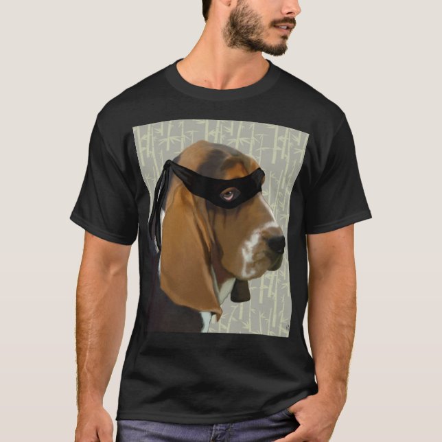 T-shirt Ninja Basset Hound Dog (Devant)