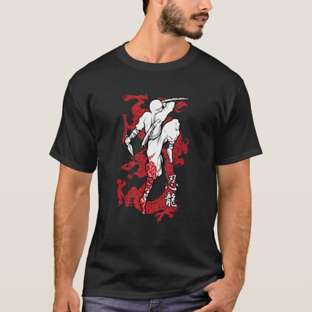 T-shirt Ninja Dragon Culture Japonaise Shinobi Guerrier (Devant)