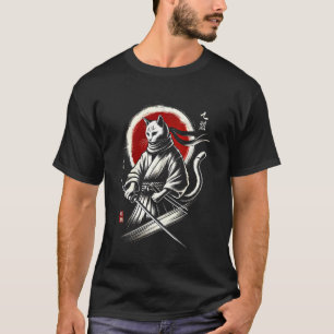 T-shirt Ninja Félin Samouraï Japonais Guerrier Maman Papa
