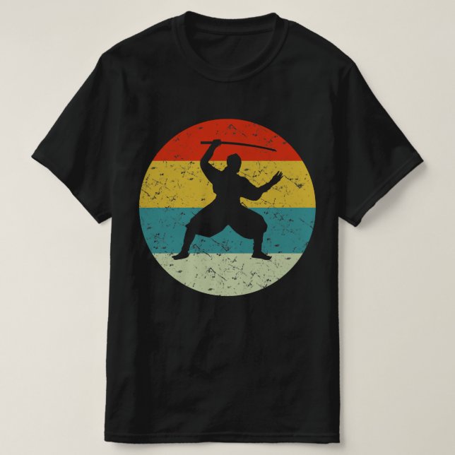 T-shirt ninja guerrier rétro vintage (Design devant)