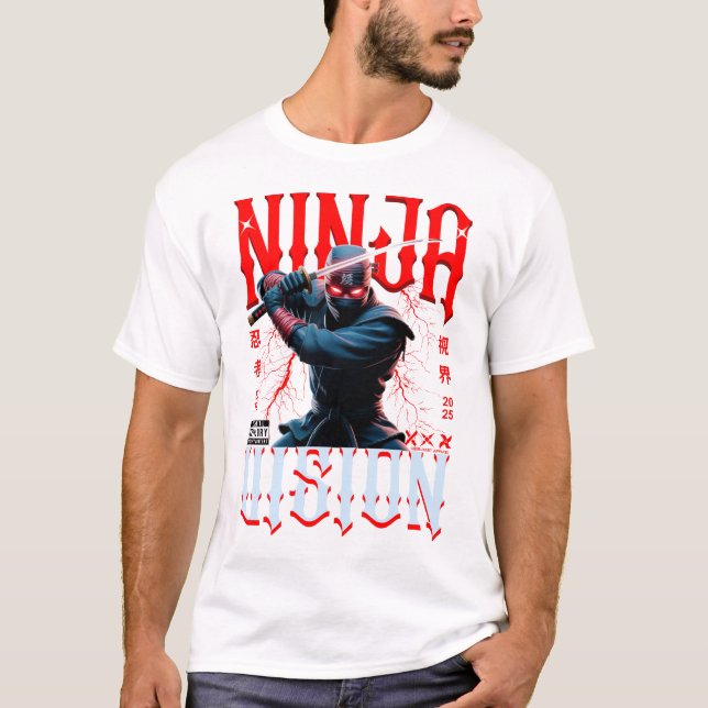 T-shirt Ninja Holding Katana – Dark Urban Style Art Design (Devant)