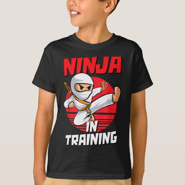 T-shirt Ninja In Training Costume Party Warrior Boys Girls (Devant)