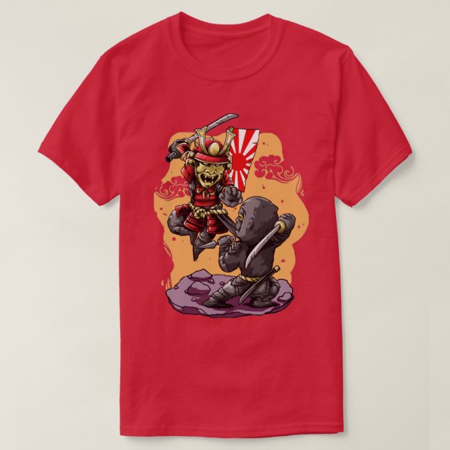 T-shirt ninja japonaise vs samouraï (Design devant)