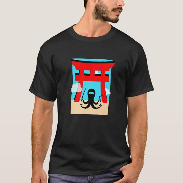 T-shirt Ninja Octopus Par Le Japonais Torii Gate Ninja (Devant)