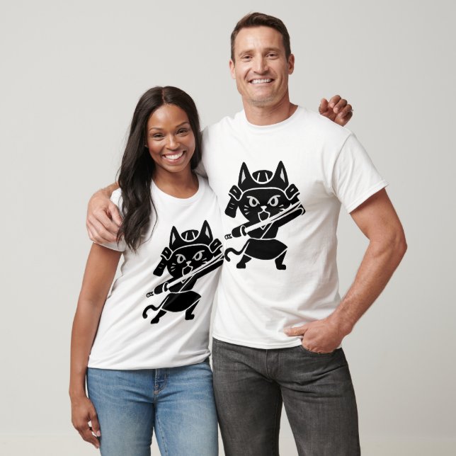 T-shirt Ninja Samurai Chat Warrior (Unisexe)