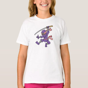 T-shirt Ninja sautant pourpre personnalisable
