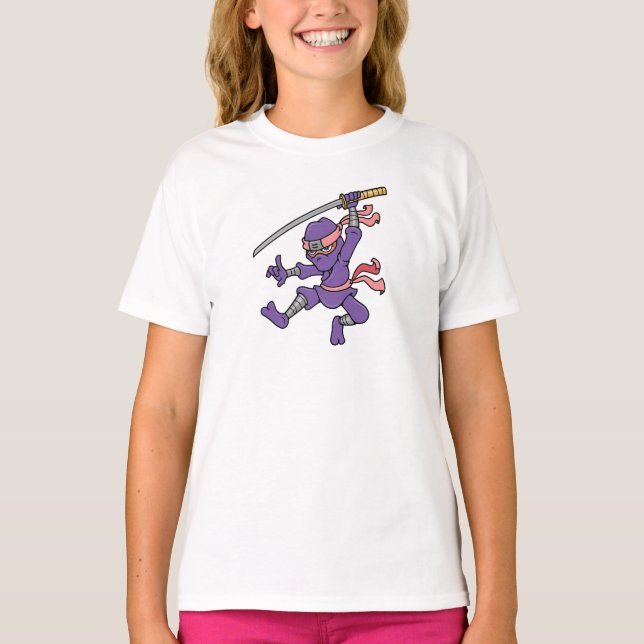 T-shirt Ninja sautant pourpre personnalisable (Devant)