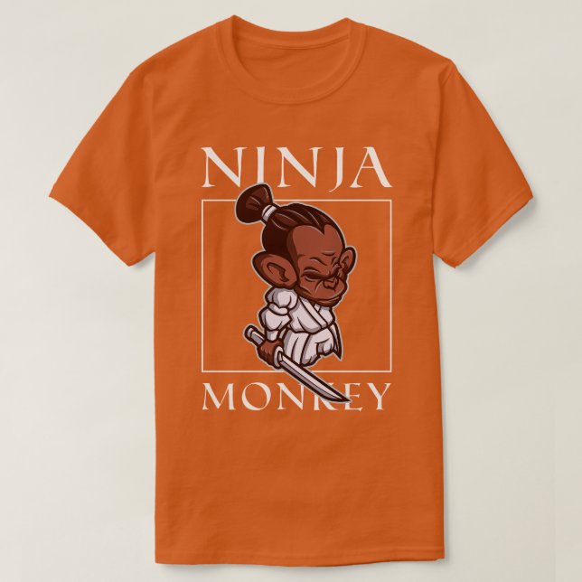 T-shirt Ninja Singe Funny Ninja Guerrier Shinobi (Design devant)