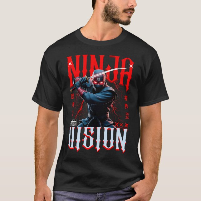 T-shirt Ninja tenant un Katana – Conception d'art de style (Devant)