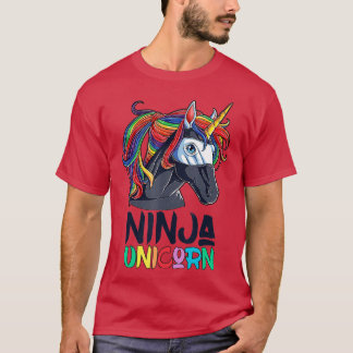 T-shirt Ninja Unicorn Girls Rainbow Martial Arts Fighter