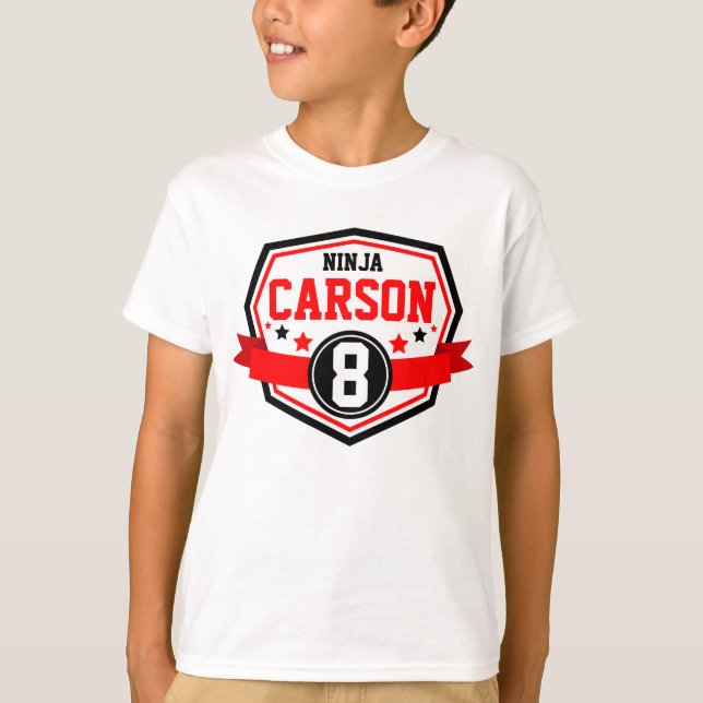 T-shirt Ninja Warriors Boys Anniversaire Nom et âge de la  (Devant)
