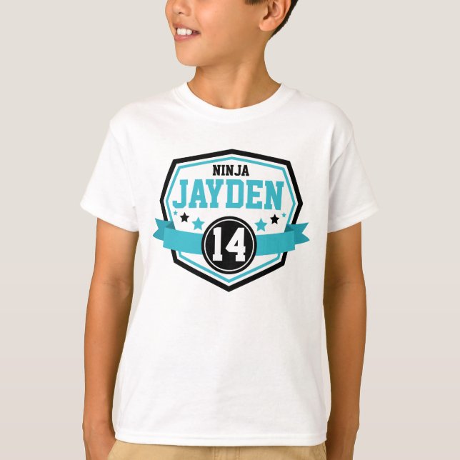 T-shirt Ninja Warriors Boys Anniversaire Nom et âge de la  (Devant)