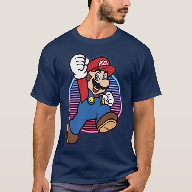 T-shirt Nintendo Super Mario Neon Power Jump Hero funny fr (Devant)