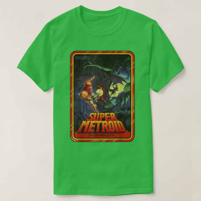 T-shirt Nintendo Super Metroid Kanji Poster Style Graphiqu (Design devant)